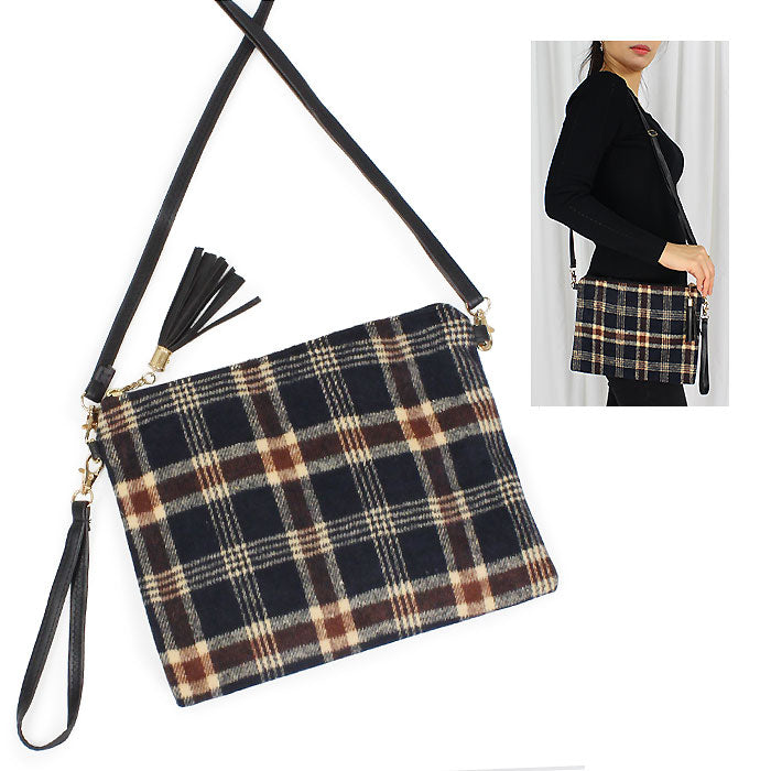 PLAID PRINT CROSSBODY/CLUTCH BAG