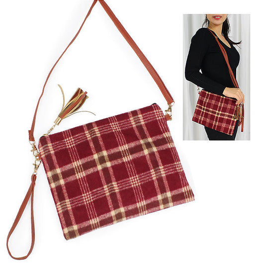 PLAID PRINT CROSSBODY/CLUTCH BAG