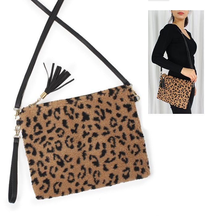 LEOPARD FUR CROSSBODY/CLUTCH BAG