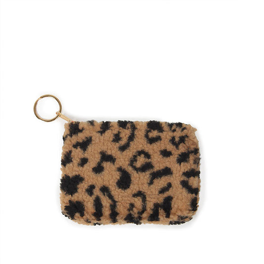 LEOPARD FUR PRINT COIN/CARD PURSE