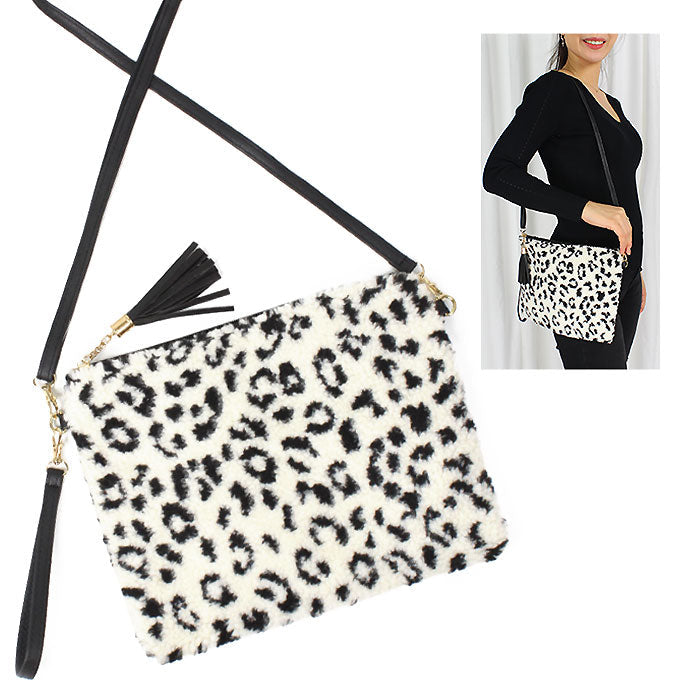 LEOPARD FUR CROSSBODY/CLUTCH BAG