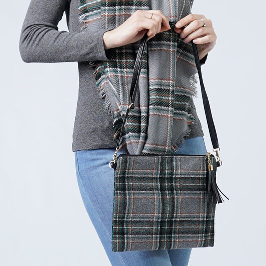 PLAID CROSSBODY/CLUTCH BAG