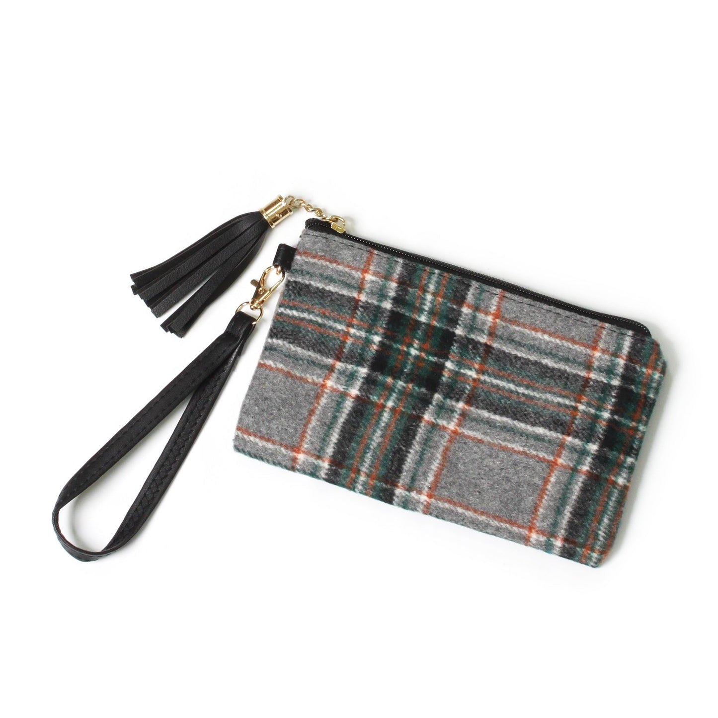 PLAID POUCH BAG W.WRISTLET