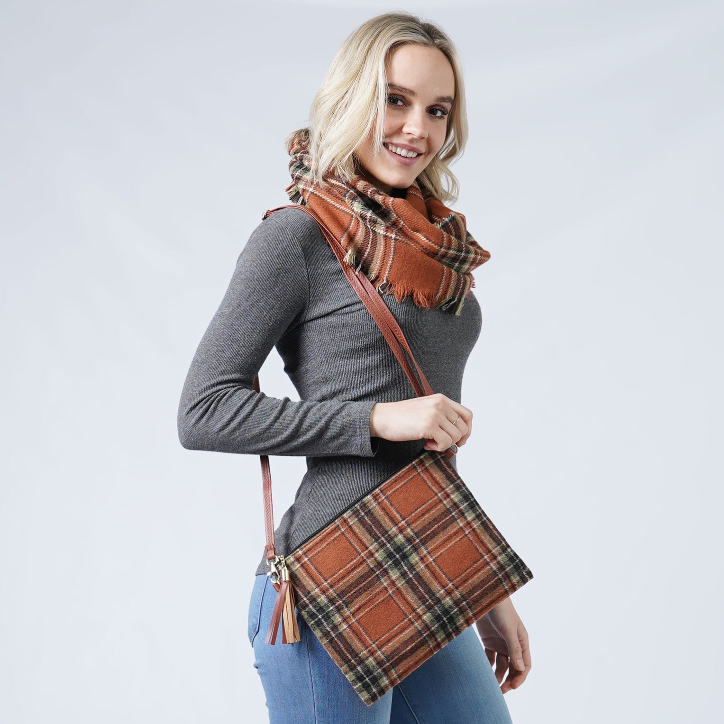 PLAID CROSSBODY/CLUTCH BAG