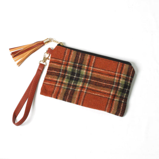 PLAID POUCH BAG W.WRISTLET