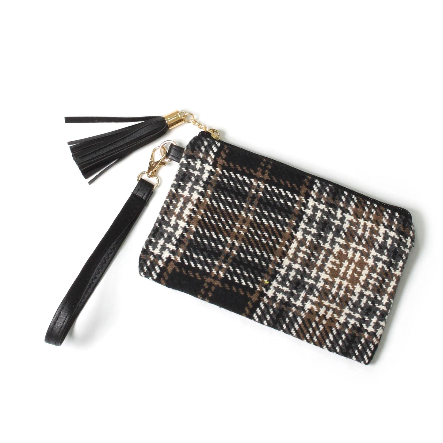 PLAID POUCH BAG W.WRISTLET