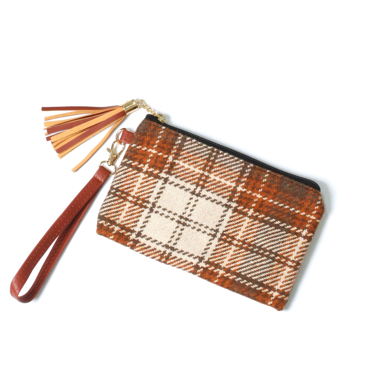 PLAID POUCH BAG W.WRISTLET