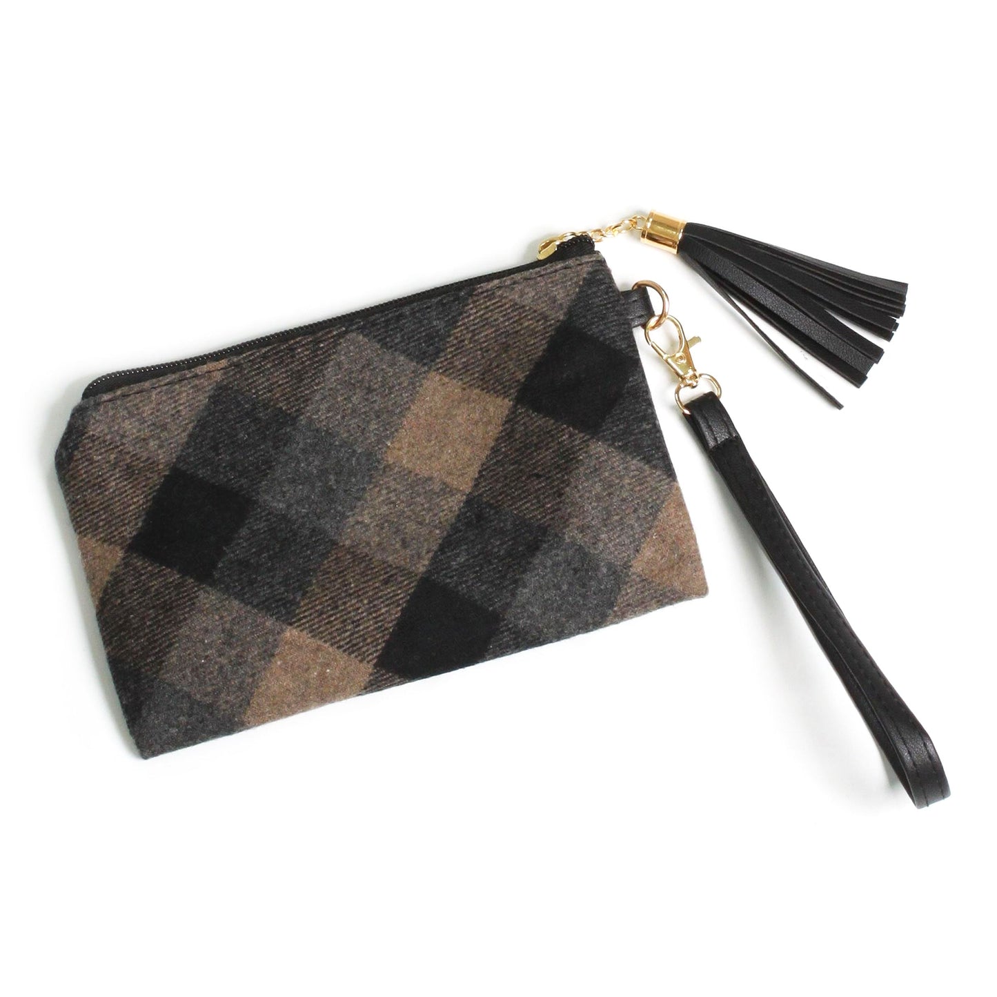 PLAID POUCH BAG W.WRISTLET