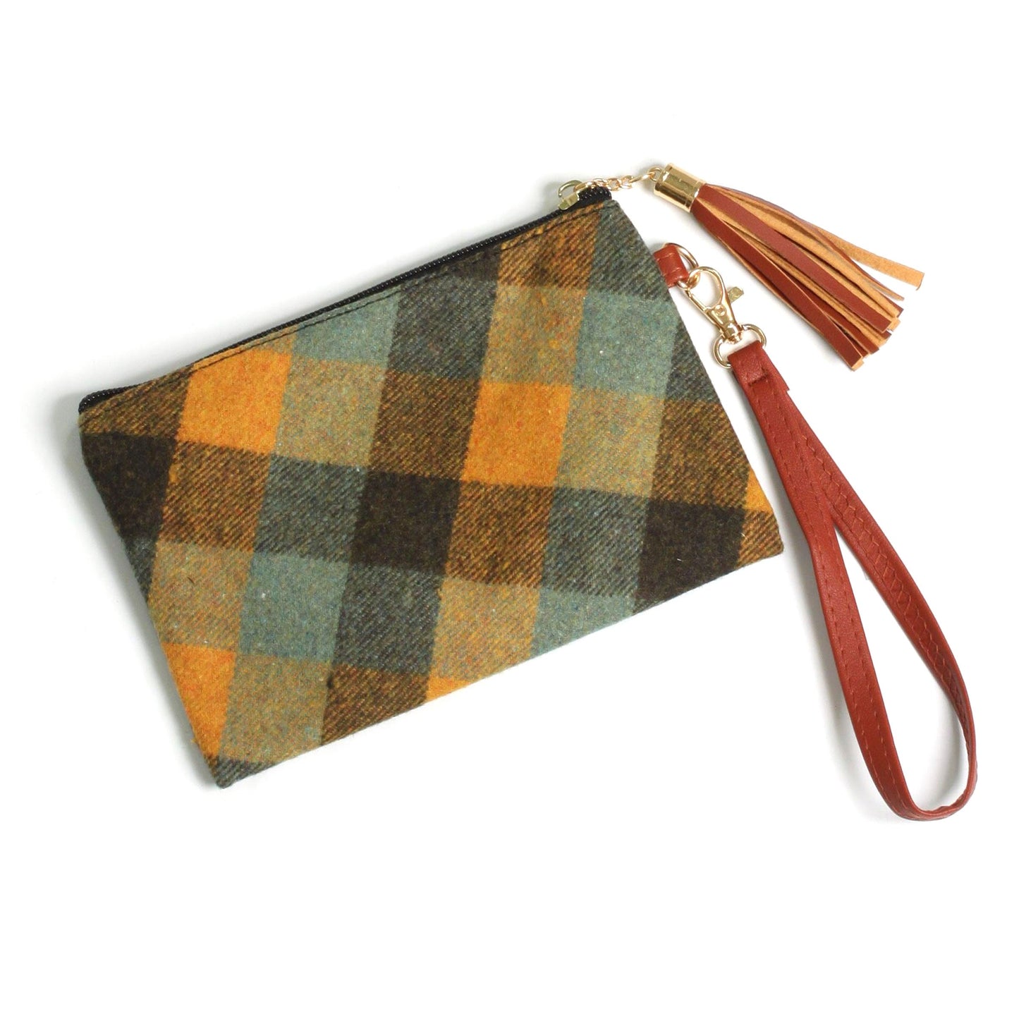 PLAID POUCH BAG W.WRISTLET