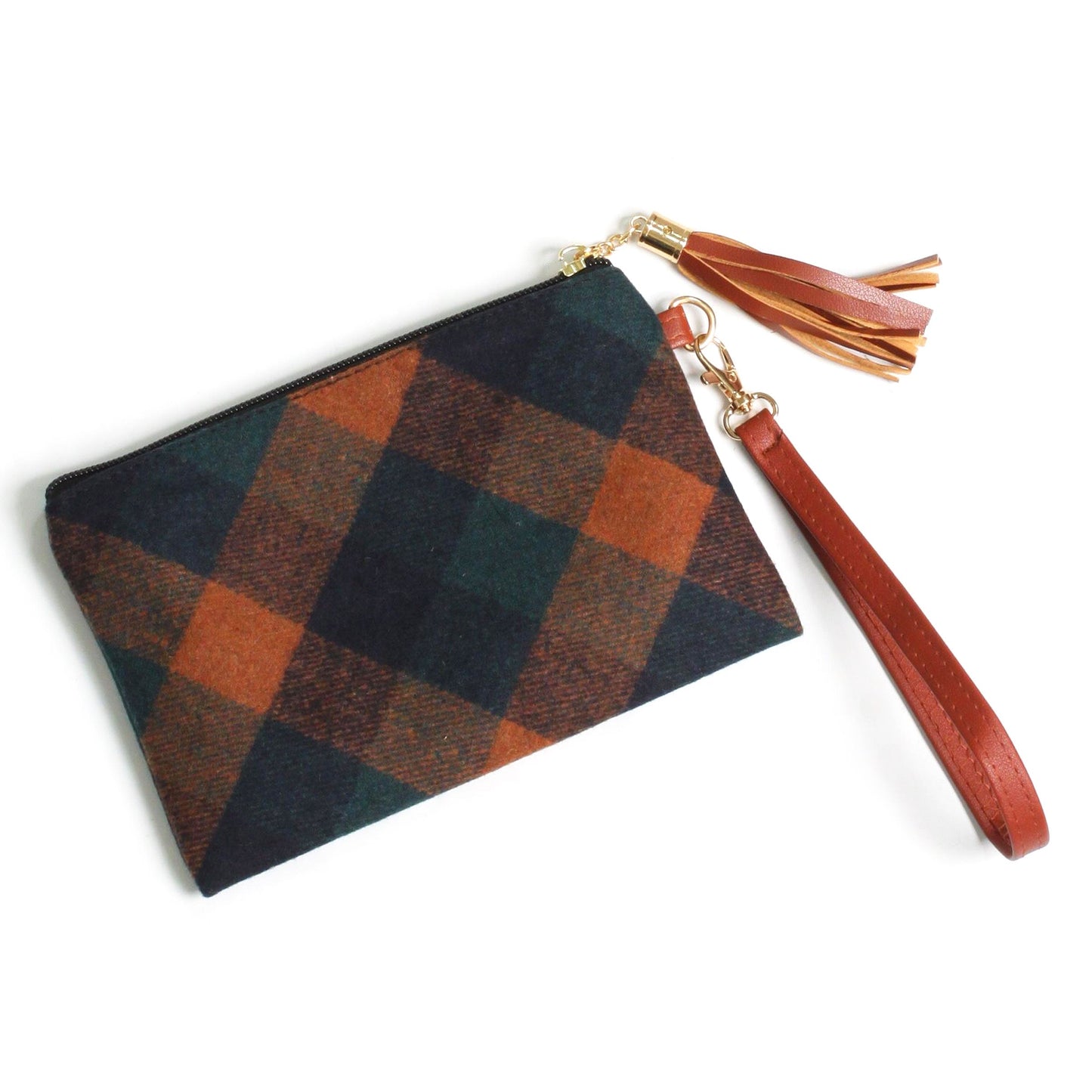 PLAID POUCH BAG W.WRISTLET