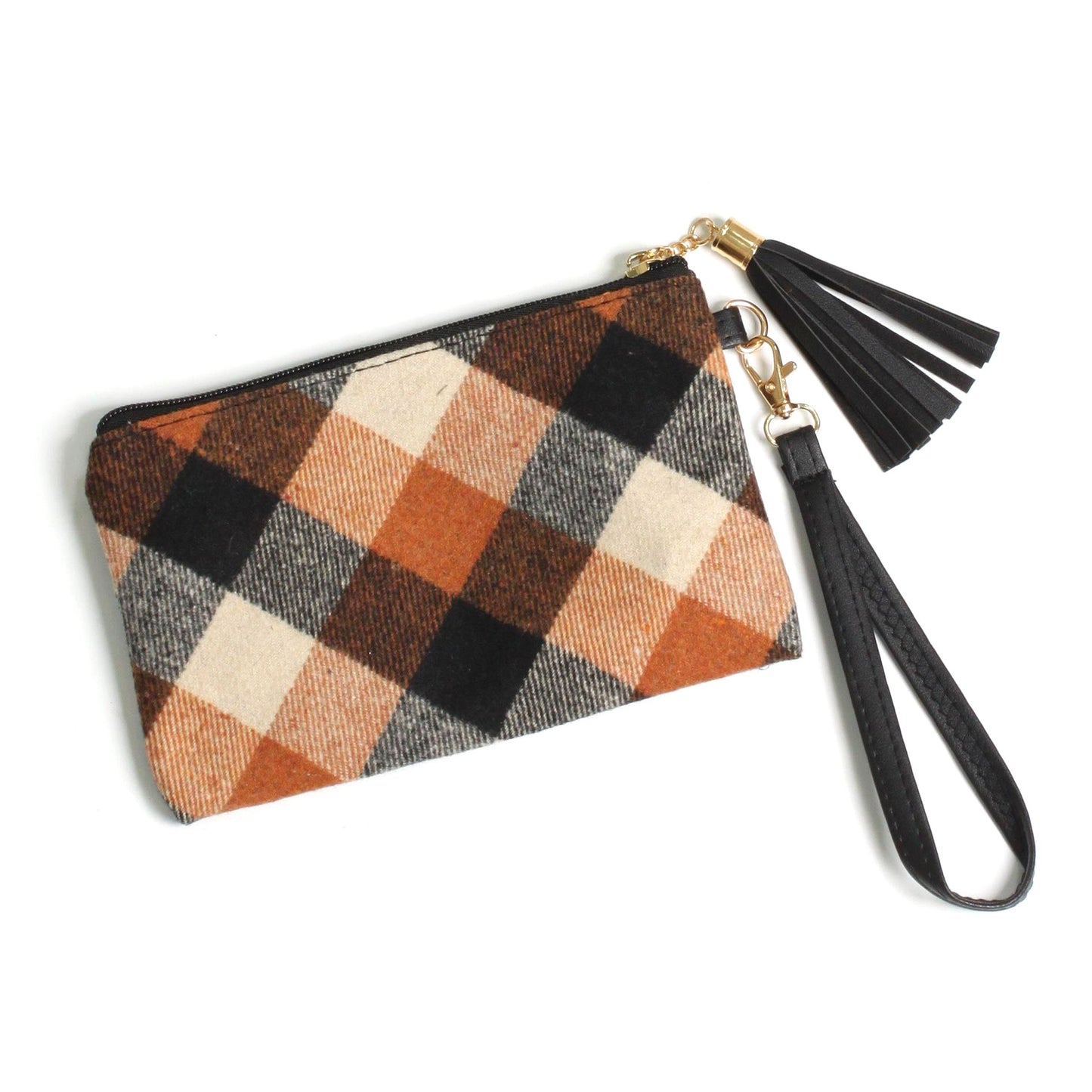 PLAID POUCH BAG W.WRISTLET