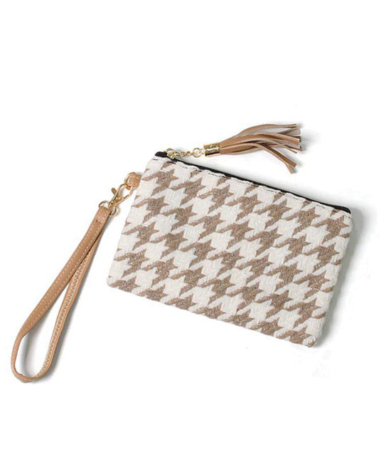 HOUNDSTOOTH POUCH BAG W.WRISTLET