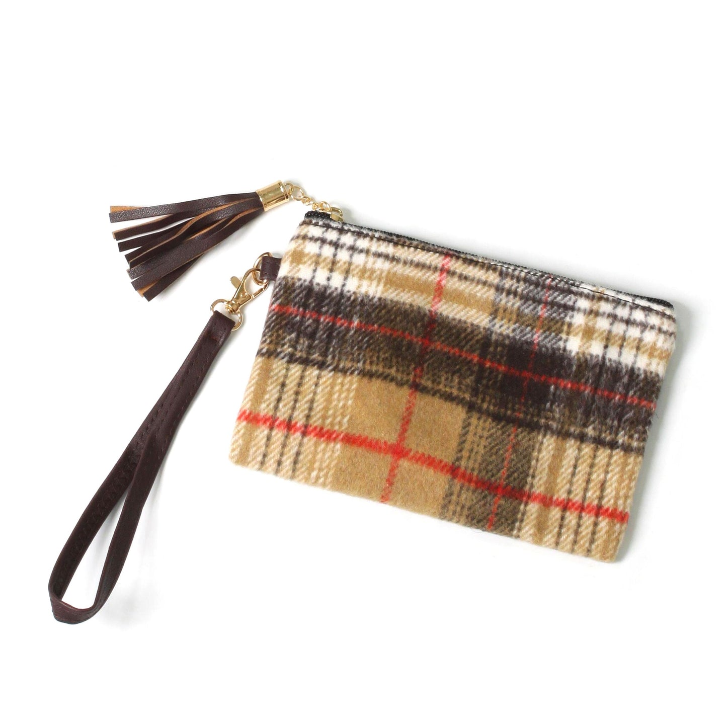 PLAID POUCH BAG W.WRISTLET