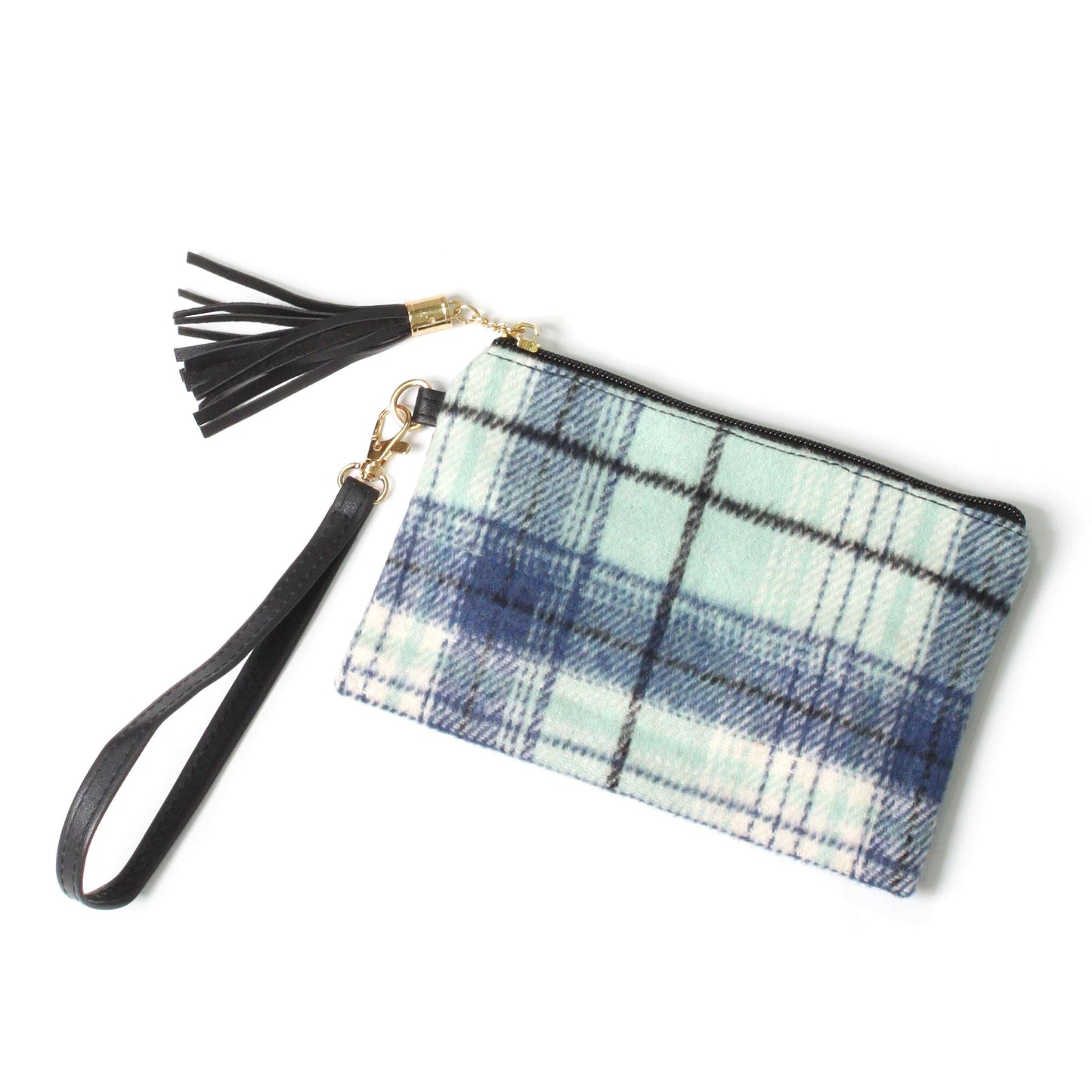 PLAID POUCH BAG W.WRISTLET