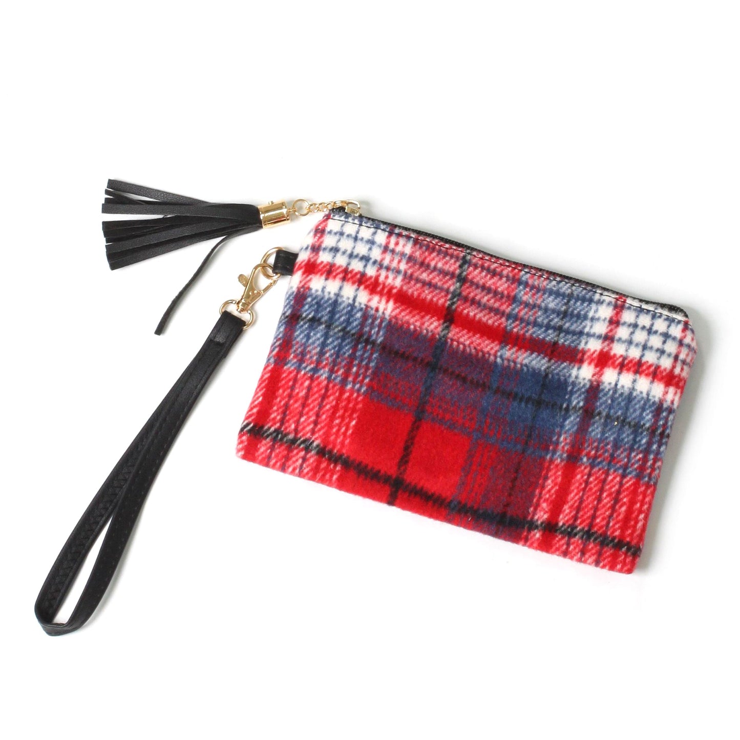 PLAID POUCH BAG W.WRISTLET