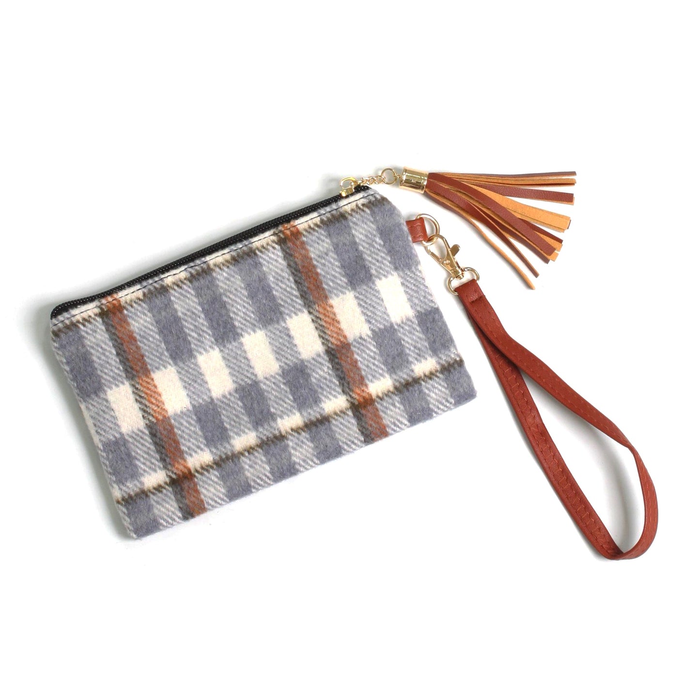 PLAID POUCH BAG W.WRISTLET