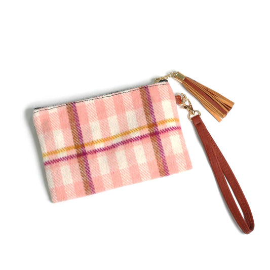 PLAID POUCH BAG W.WRISTLET