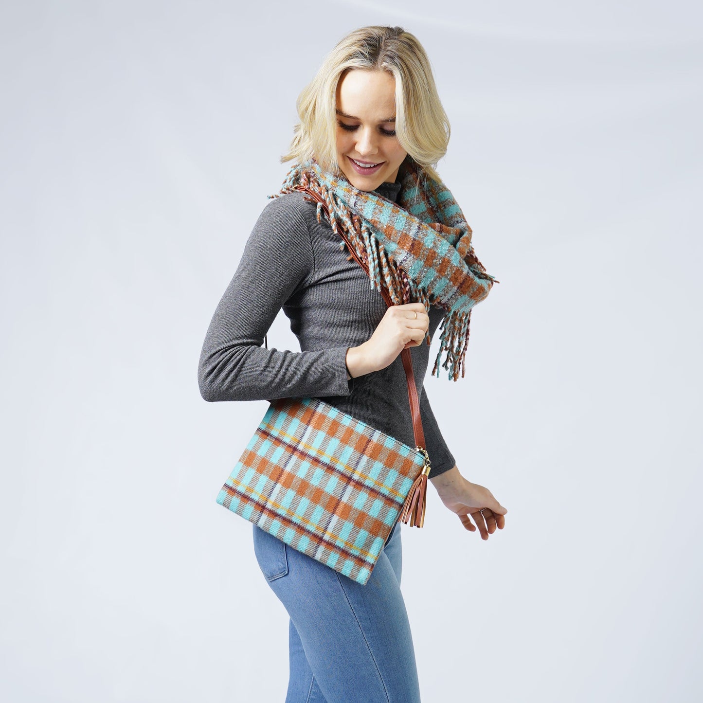 PLAID CROSSBODY/CLUTCH BAG