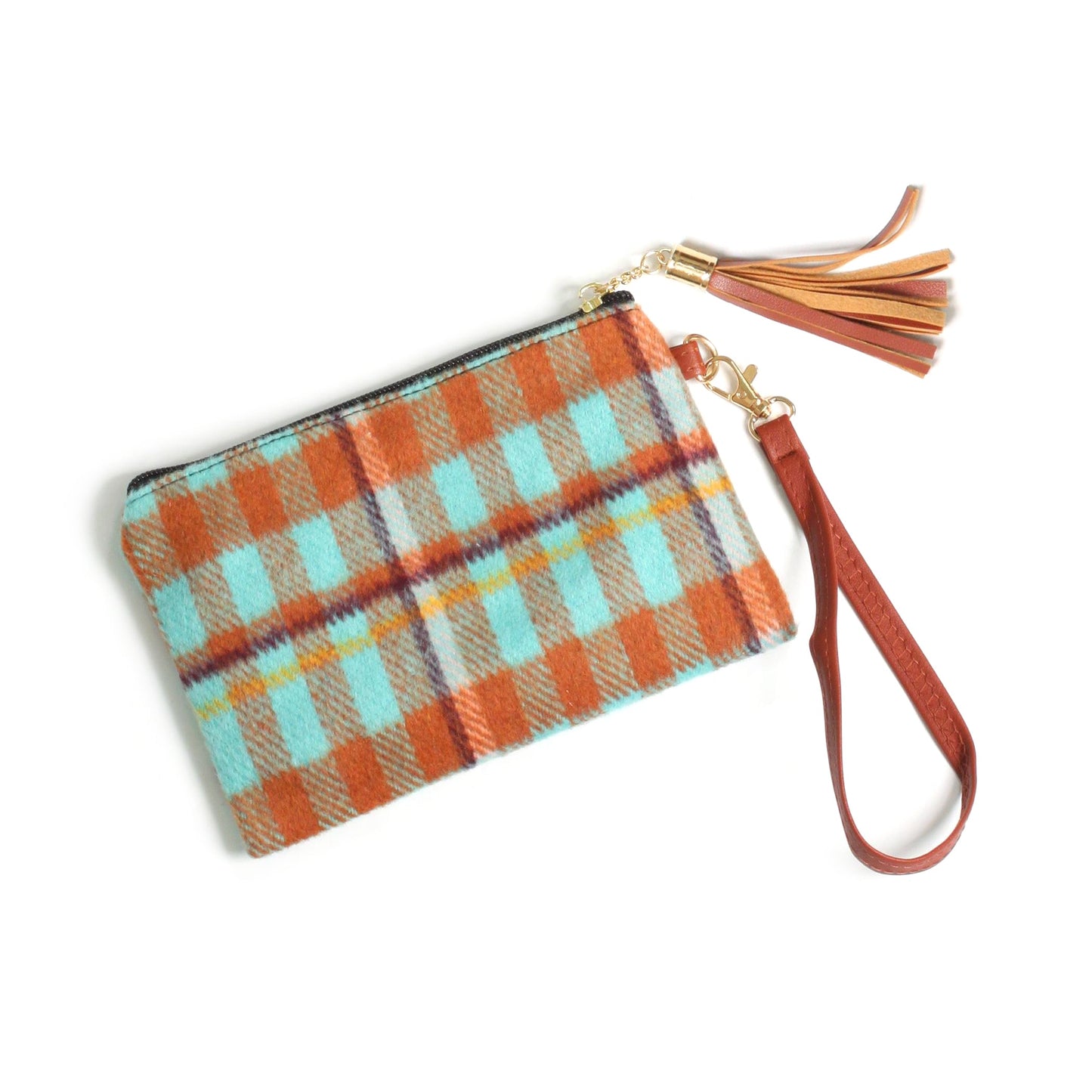 PLAID POUCH BAG W.WRISTLET