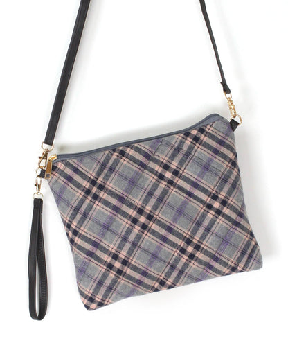 PLAID PUFFY QUILTED CROSSBODY/CLUTCH BAG