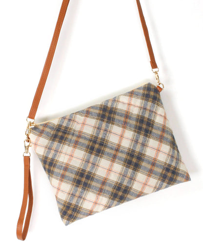 PLAID PUFFY QUILTED CROSSBODY/CLUTCH BAG