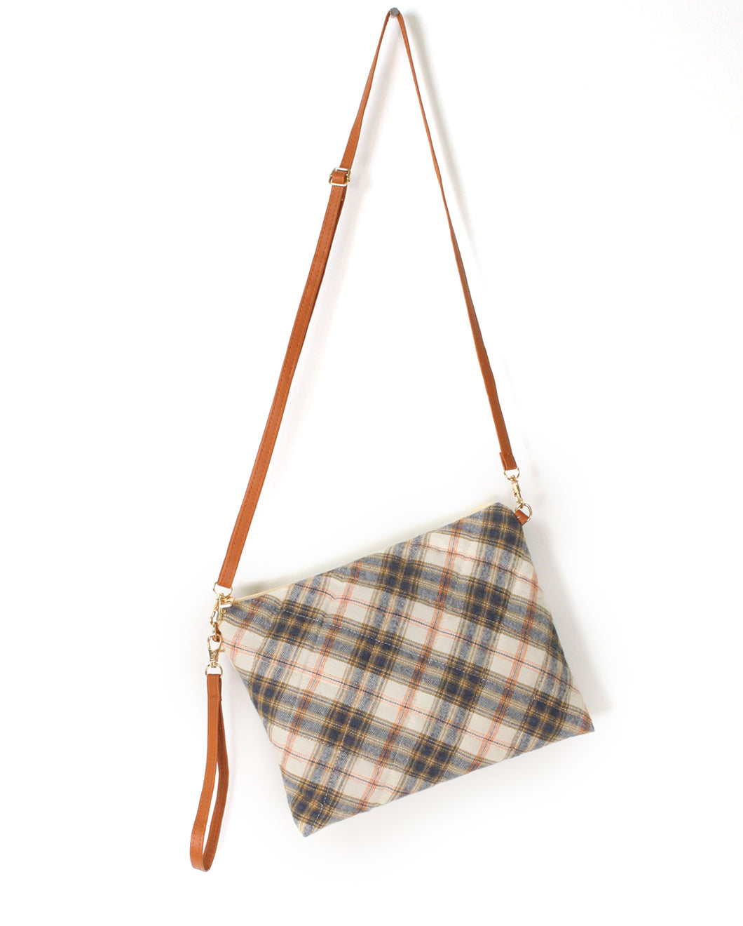 PLAID PUFFY QUILTED CROSSBODY/CLUTCH BAG