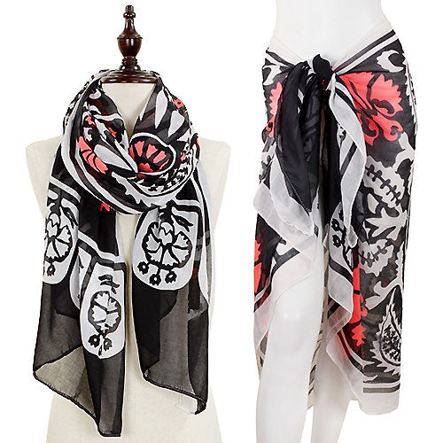 ARABIC FLORAL PATTERN OBLONG SCARF