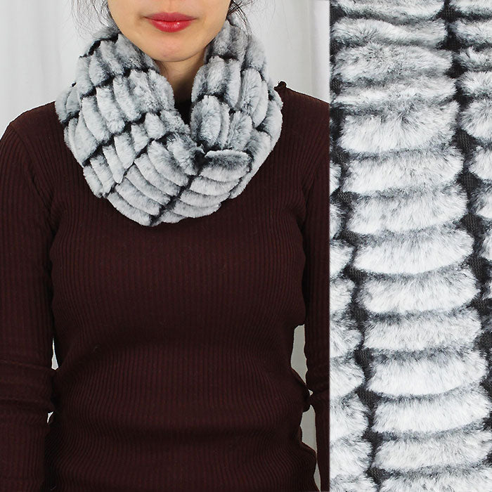 2-TONE FAUX FUR TWISTED TUBE SCARF