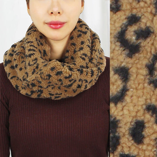 LEOPARD TEDDUY FUR TWISTED TUBE SCARF