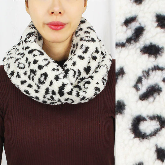 LEOPARD TEDDUY FUR TWISTED TUBE SCARF