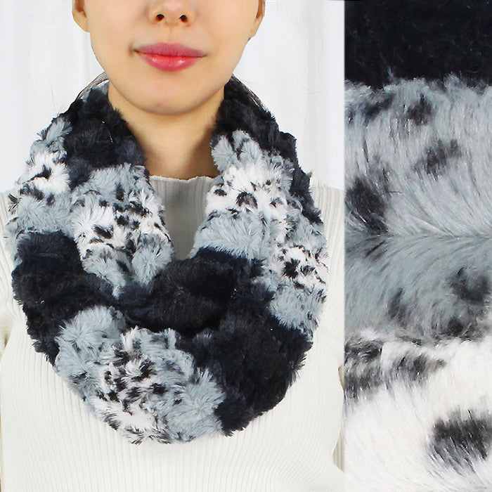 ANIMAL PRINT FUR INFINITY SCARF