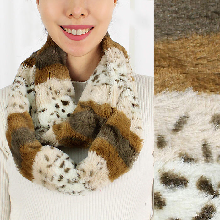 ANIMAL PRINT FUR INFINITY SCARF