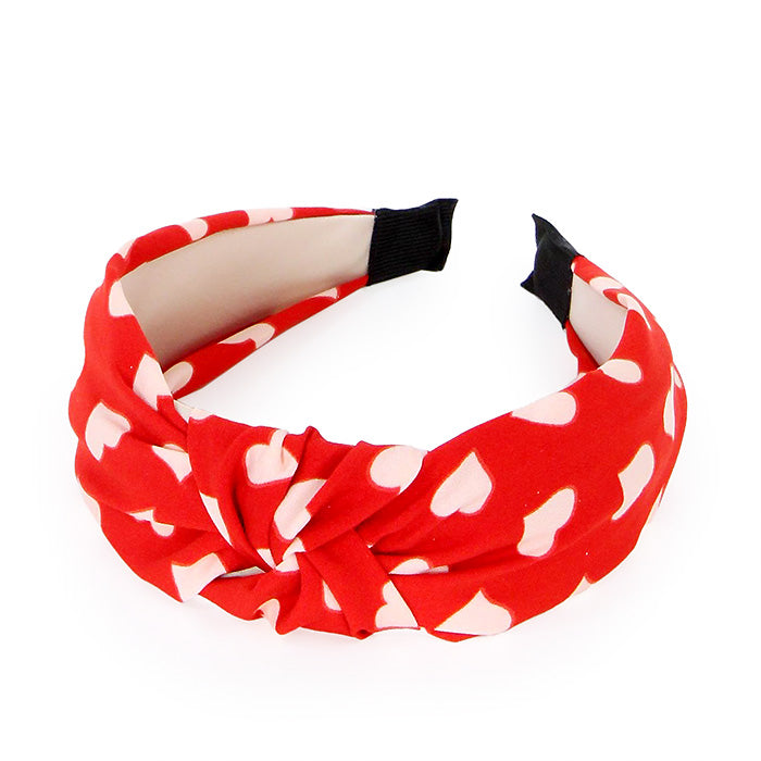 HEART PRINT KNOTTED HEADBAND