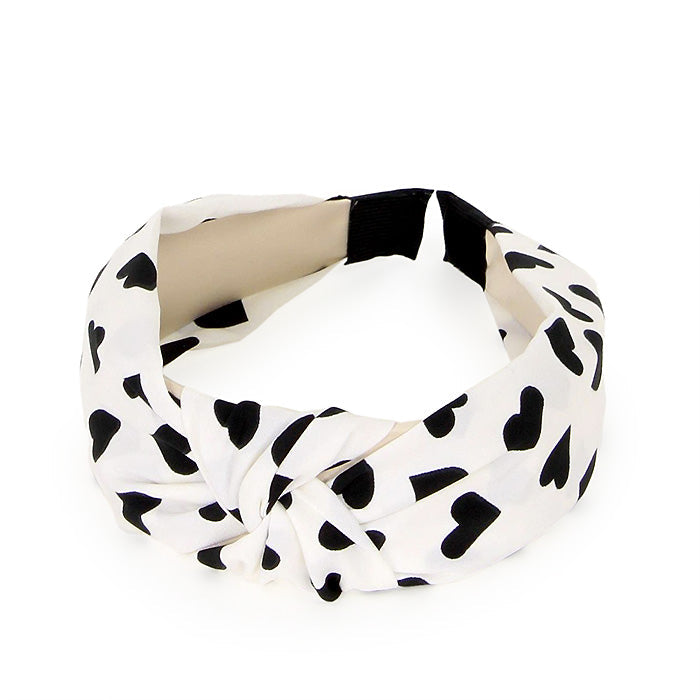 HEART PRINT KNOTTED HEADBAND