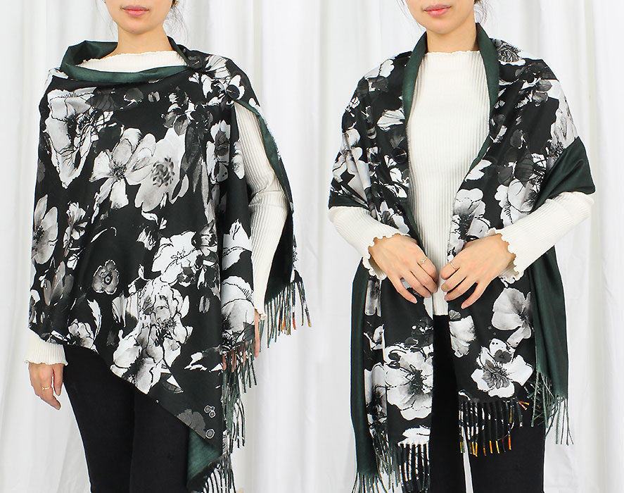 FLOWER PRINT SHAWL/PONCHO