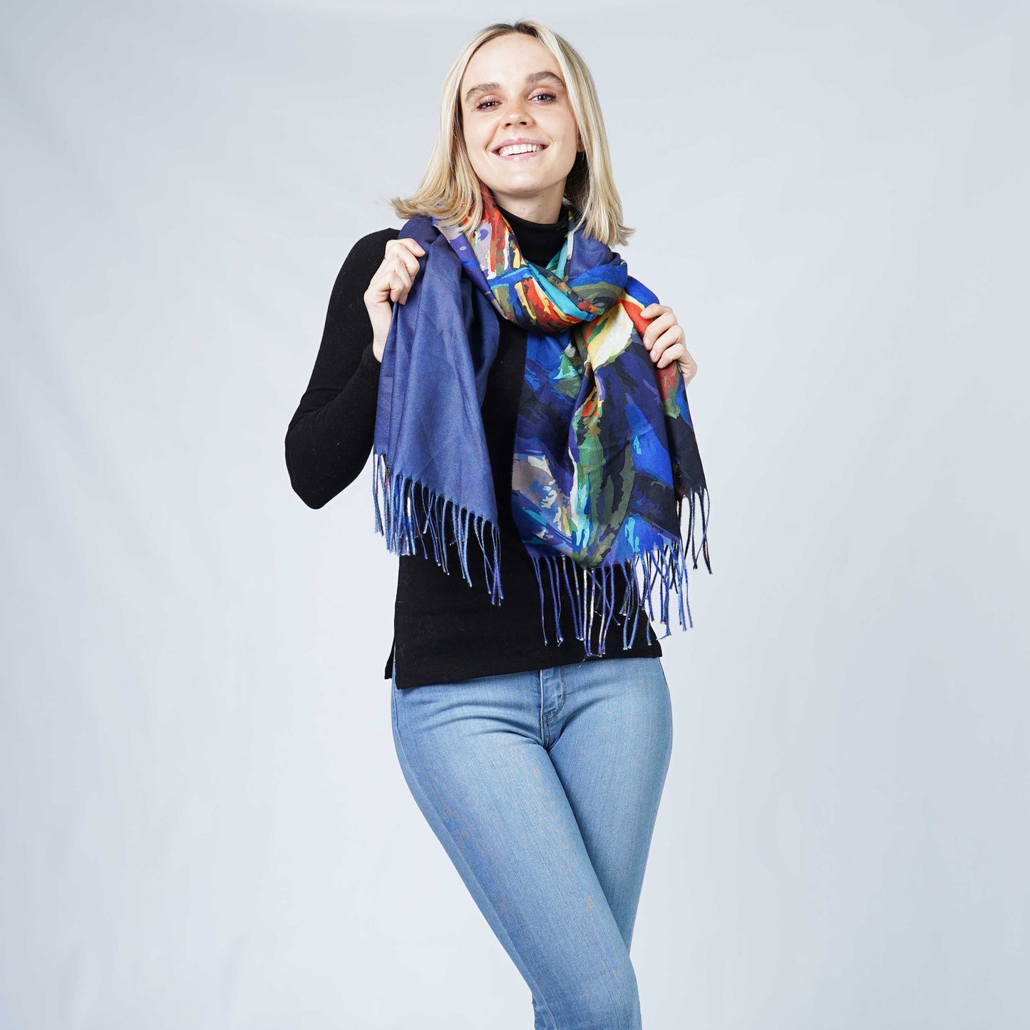 FLOWER MULTI WEAR OBLONG SCARF/PONCHO