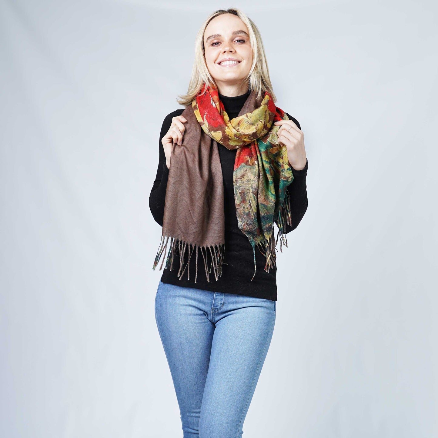 FLOWER MULTI WEAR OBLONG SCARF/PONCHO