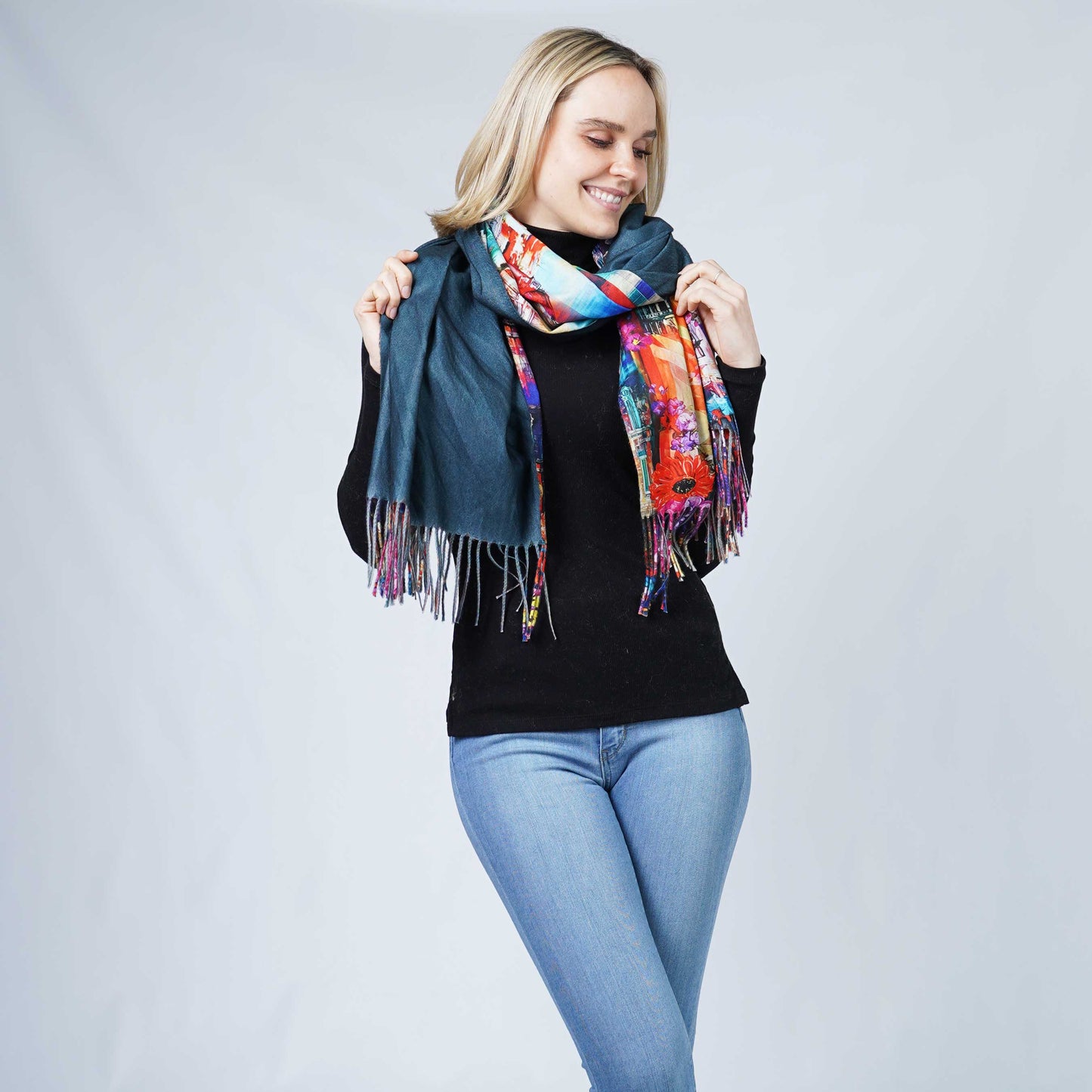 ABSTRACT MULTI WEAR OBLONG SCARF/PONCHO