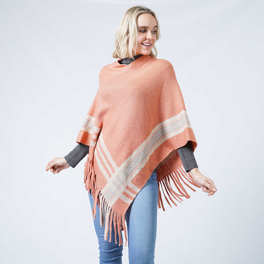 KNIT PONCHO W/TASSEL