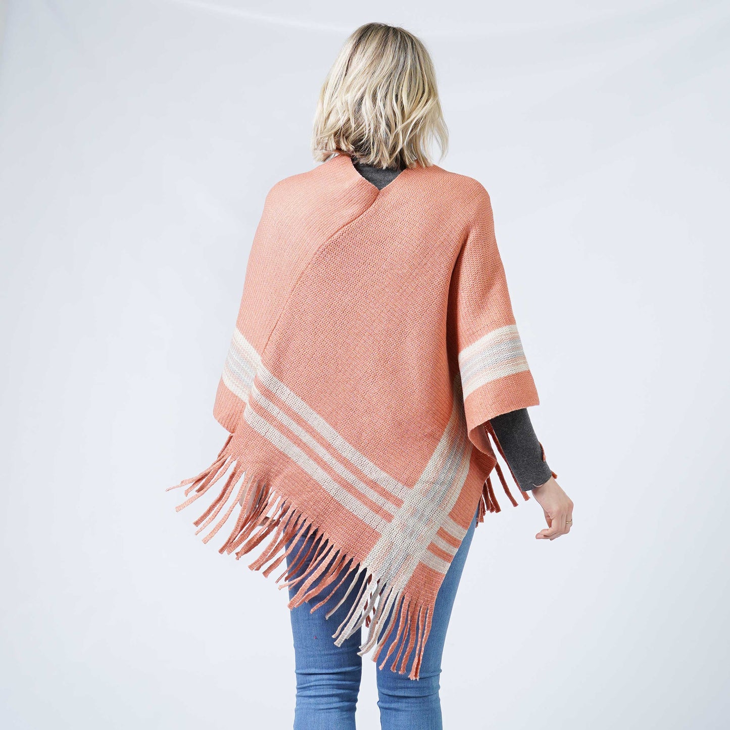 KNIT PONCHO W/TASSEL