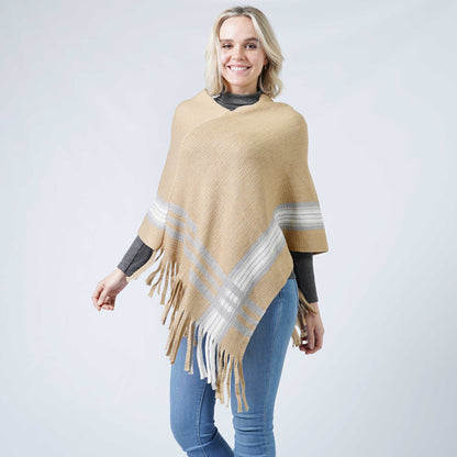 KNIT PONCHO W/TASSEL