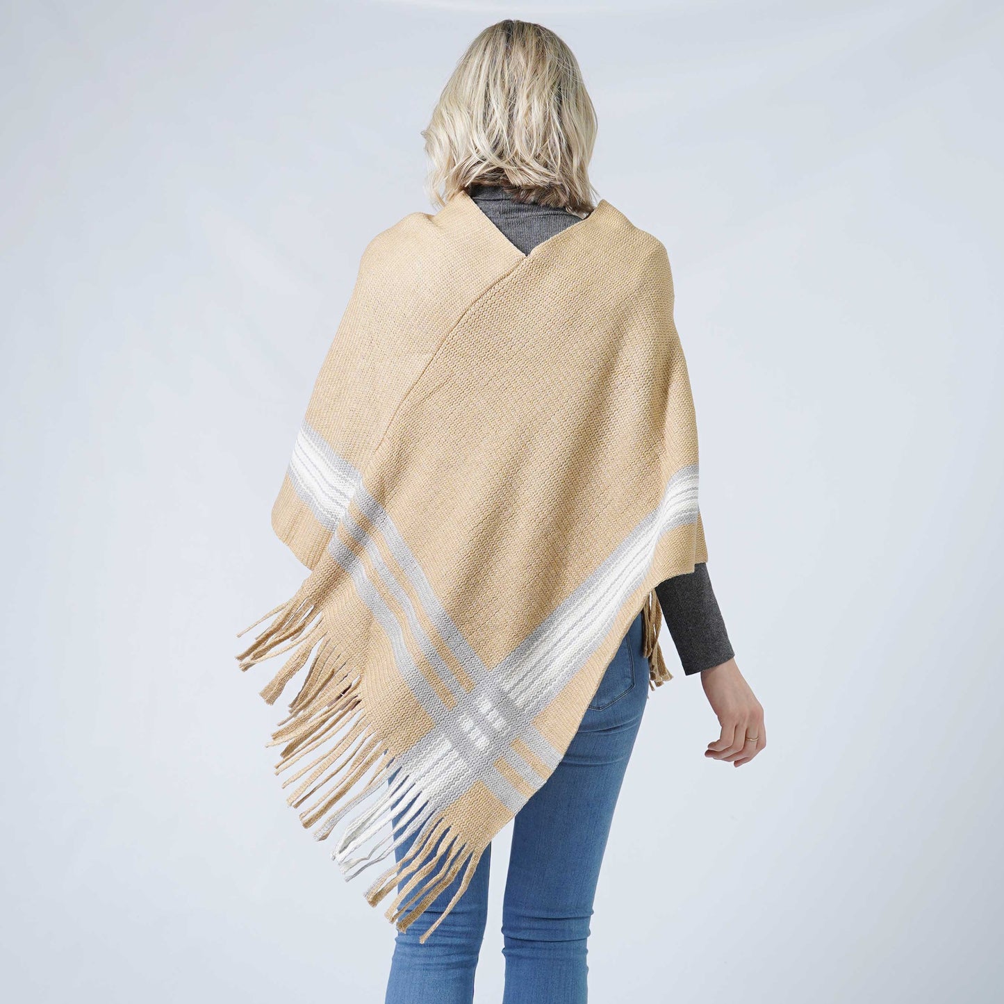 KNIT PONCHO W/TASSEL