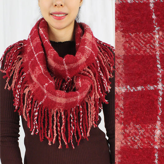 PLAID INFINITY SCARF W/ TASSEL