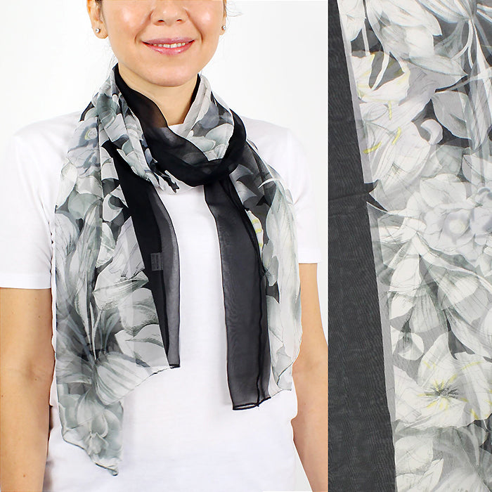 FLORAL PRINT CHIFFON SCARF