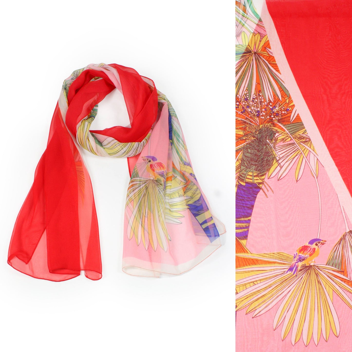 TROPICAL PRINT CHIFFON OBLONG SCARF