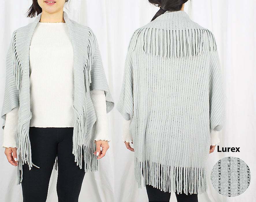 LUREX KNIT VEST/SHRUG W/TASSEL