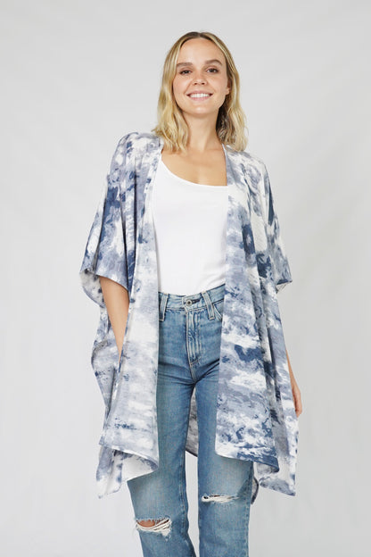 TIE DYE PRINT STRETCH KIMONO/VEST