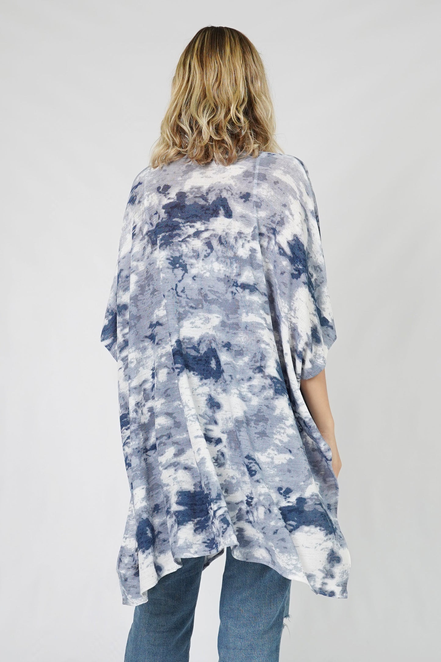 TIE DYE PRINT STRETCH KIMONO/VEST