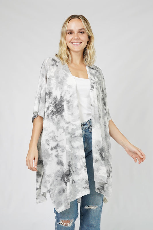 TIE DYE PRINT STRETCH KIMONO/VEST