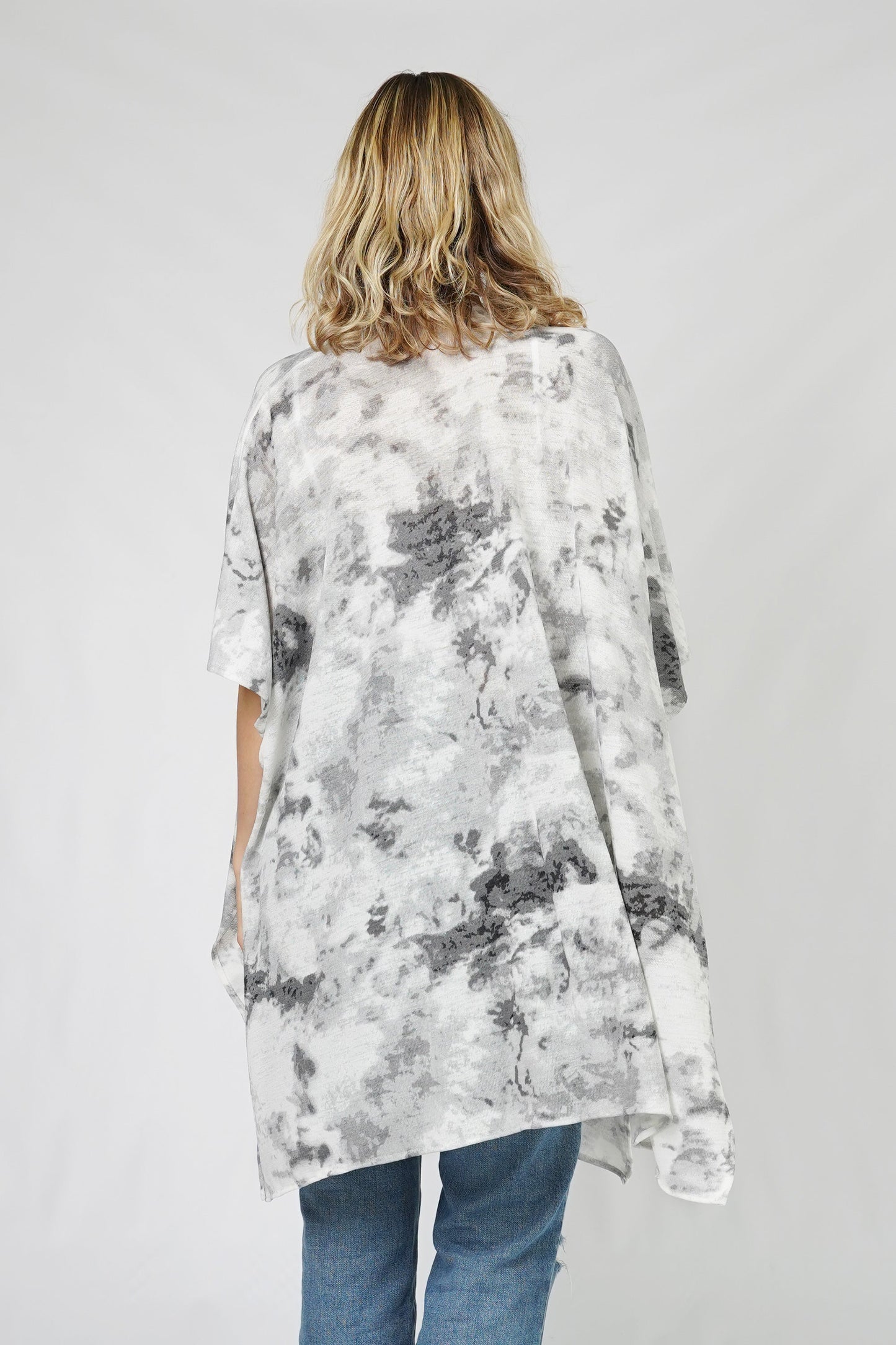 TIE DYE PRINT STRETCH KIMONO/VEST